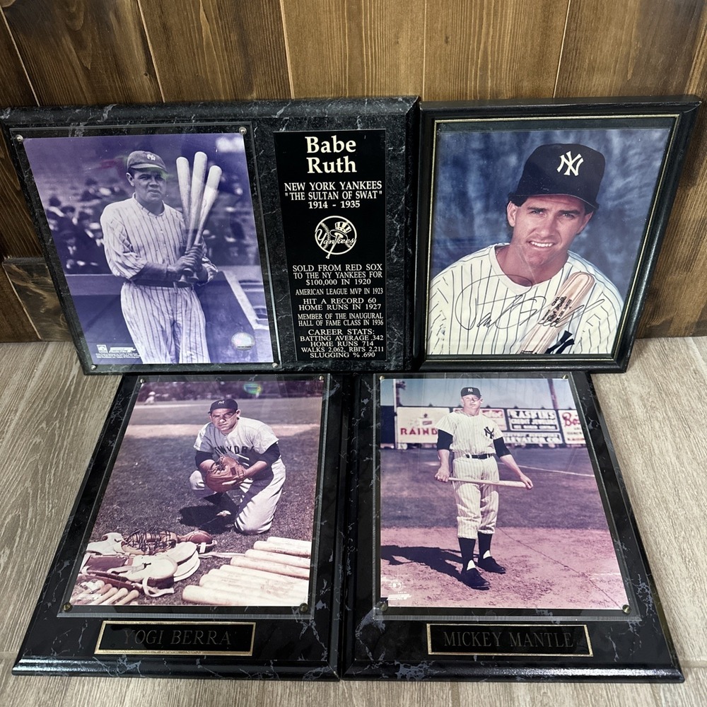 New York Yankees Framed Wall Decor Lot Babe Ruth Mickey Mantle Yogi Berra ONeill